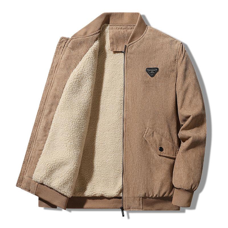 Herrars Nya Höst- och Vinter Casual Fleece Varm Plus Sammet Kavaj Utomhus Lös Casual Jacka För Män