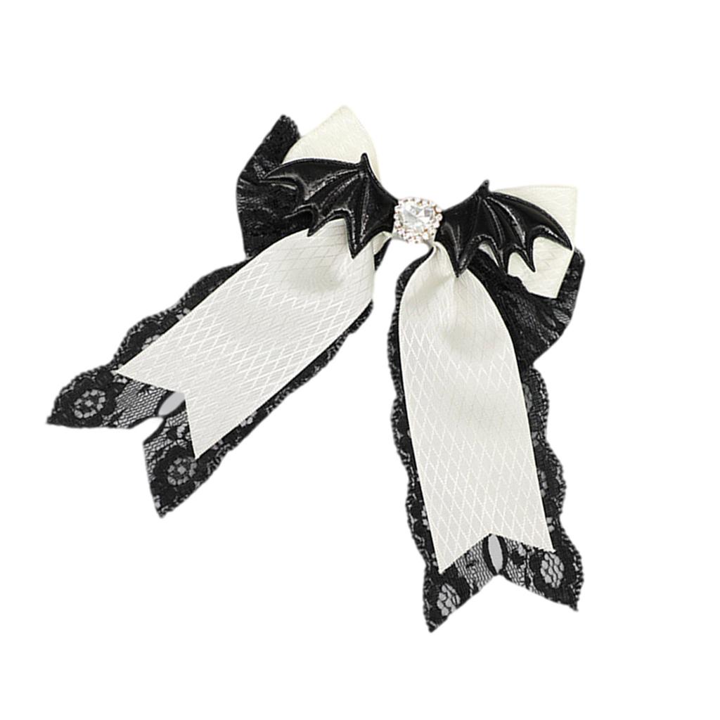 2000s Hair Clip for Halloween Punk Wing Lace Bowknot Hair Clip Nonslip Barrettes Hair Holder Cosplay Party Hair Decors