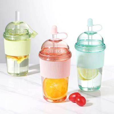 Transparent Suction Cup with Lid and Straw Iced Coffee Cup Smoothie Cup Clear Tumbler  Sport