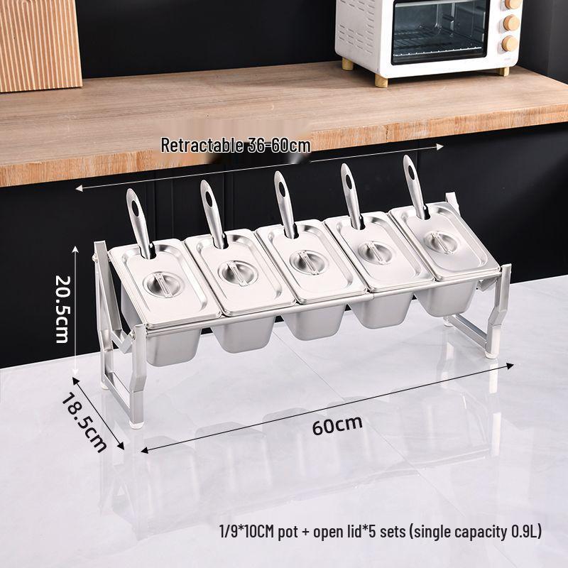Commercial Stainless Steel Multi-Compartment Condiment Tray Set for Milk Tea Shop
