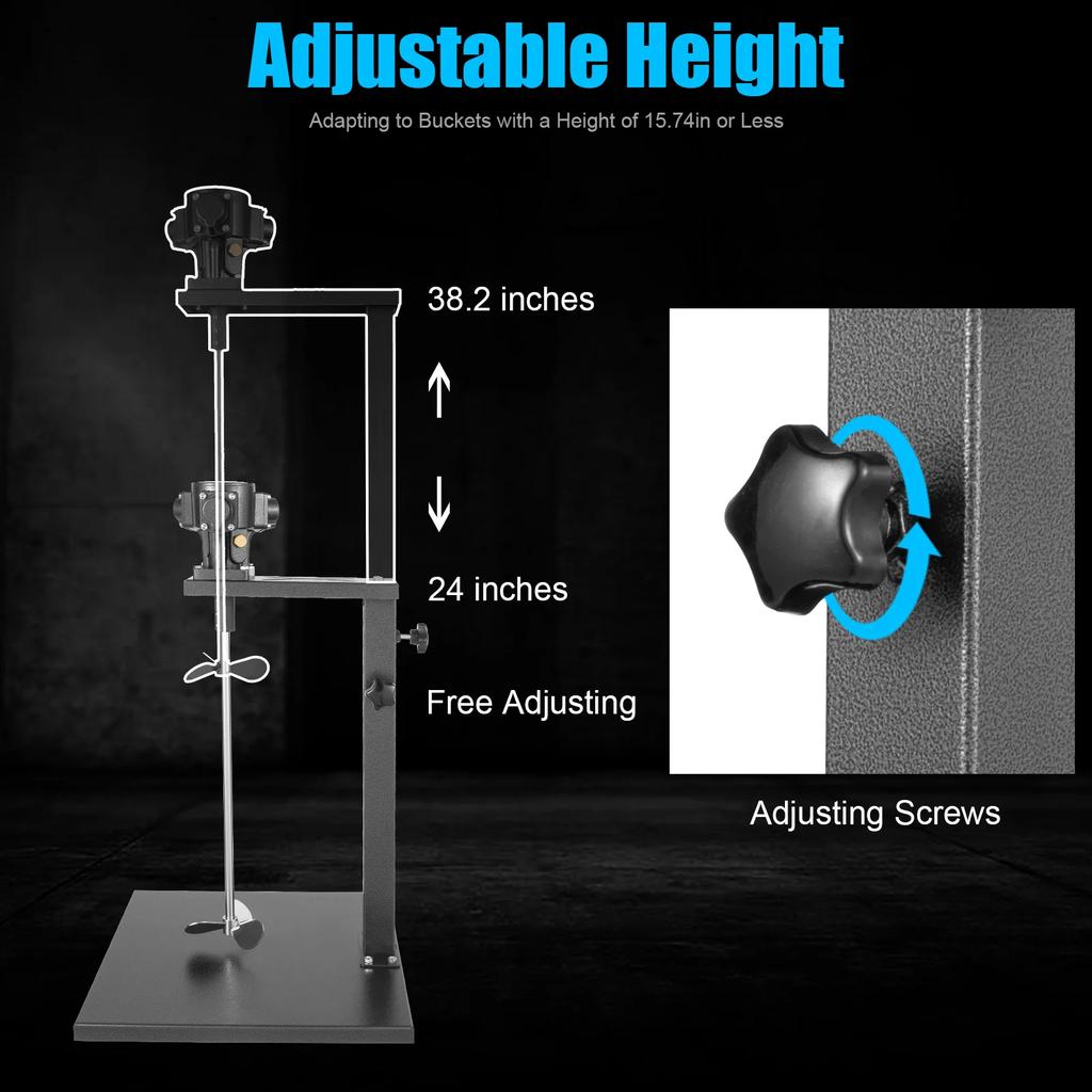 Pneumatic Automatic Paint Mixer, 5 Gallon/20L Drum Mixer with Stand, 1/4 HP Paint Mixer, Height Adjustable
