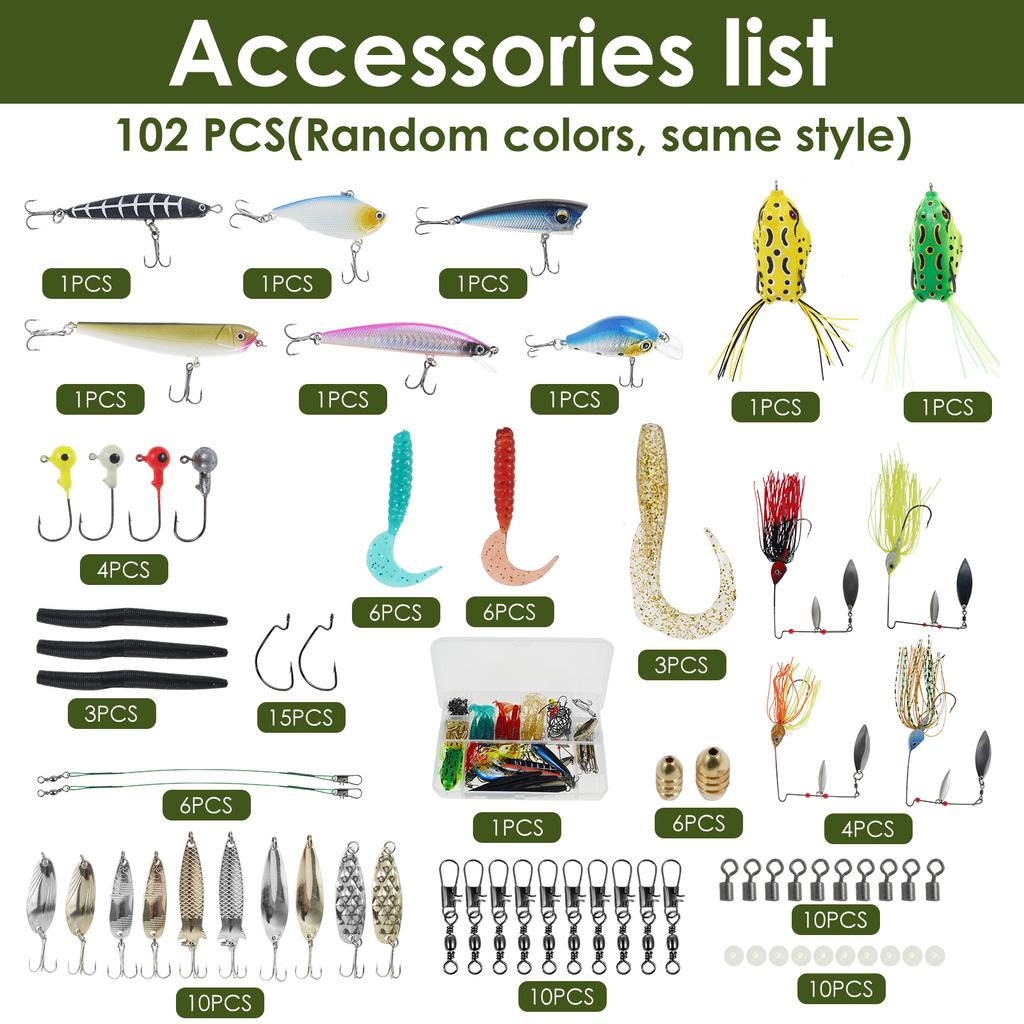 Mixed Fishing Lure Kits Lifelike Fake Fishing Bait Tackle Fast Starting Fishing Lure Sets with Storage Boxes Suitable for Ponds