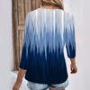 Womens 3/4 Sleeve Daily Weekend V Neck Casual Printed Tshirts Loose Fit Pleated Tees Ladies Blouse
