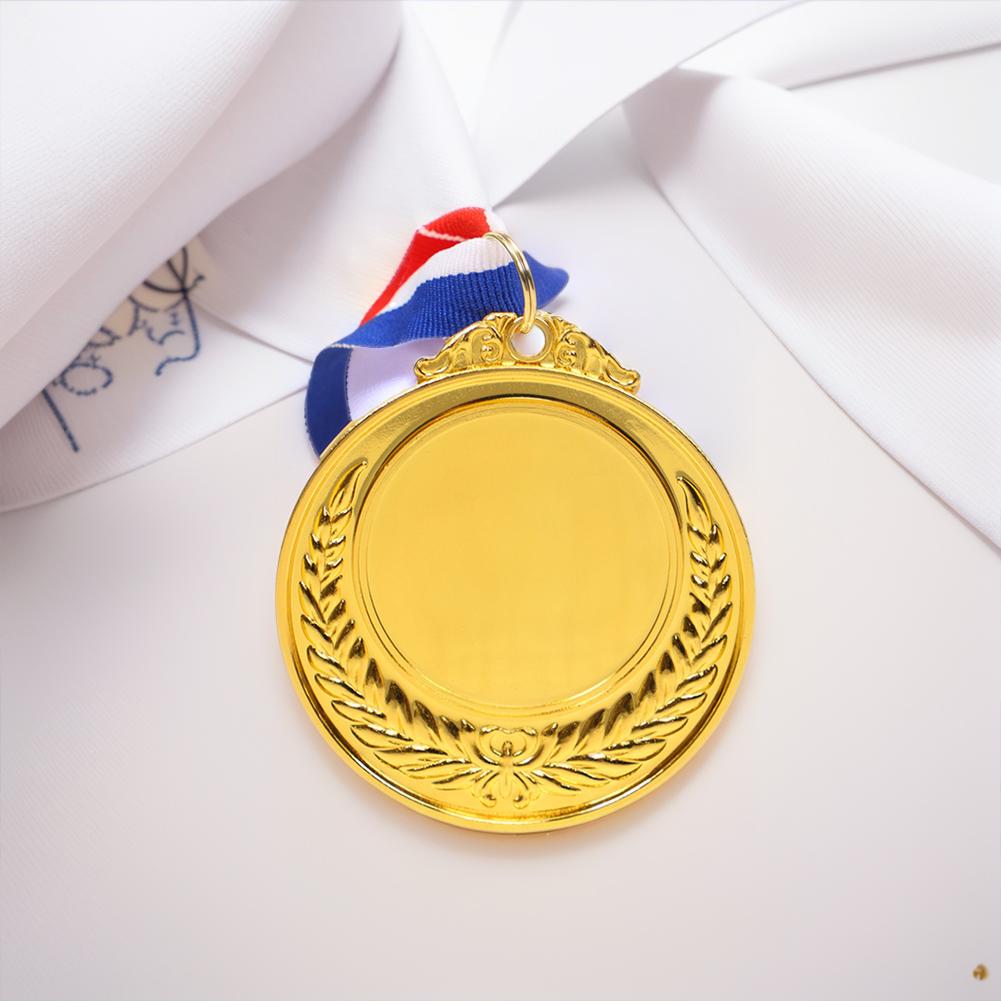 5.2cm Gold/Silver/Bronze Medal Sports Rewards with Neck Ribbon Class Rewards Metal Winner Medals for Competitions Party Race