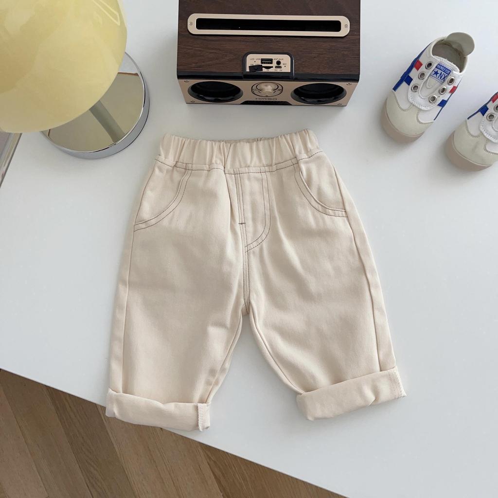 Baby Boys' Solid Color Casual Jeans - Korean Style, Soft & Versatile for Spring/Autumn