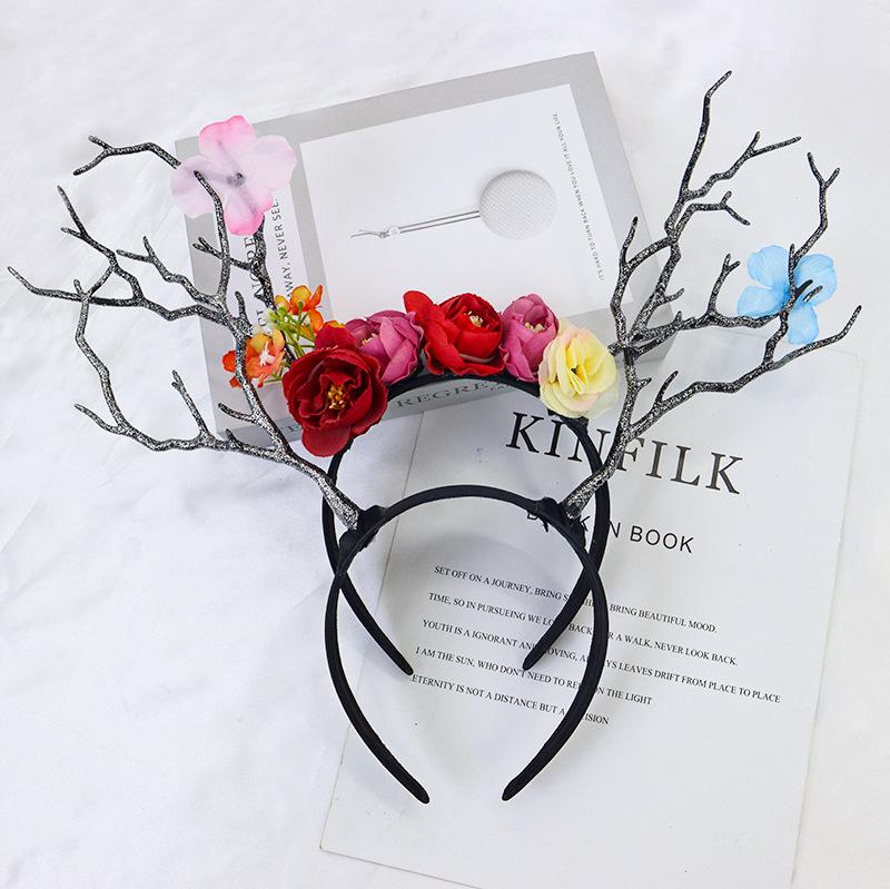 Mori Style Reindeer Antler Headband - Cute Christmas Fairy Hair Accessory for Theater and Makeup