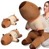 Non-Toxic 75/100Cm Cute Giant Cartoon Capybara Plush Doll Throw Pillow Wear T-Shirt Lying Capybara Plush Toy Home Decor Soft Hug Best Gift