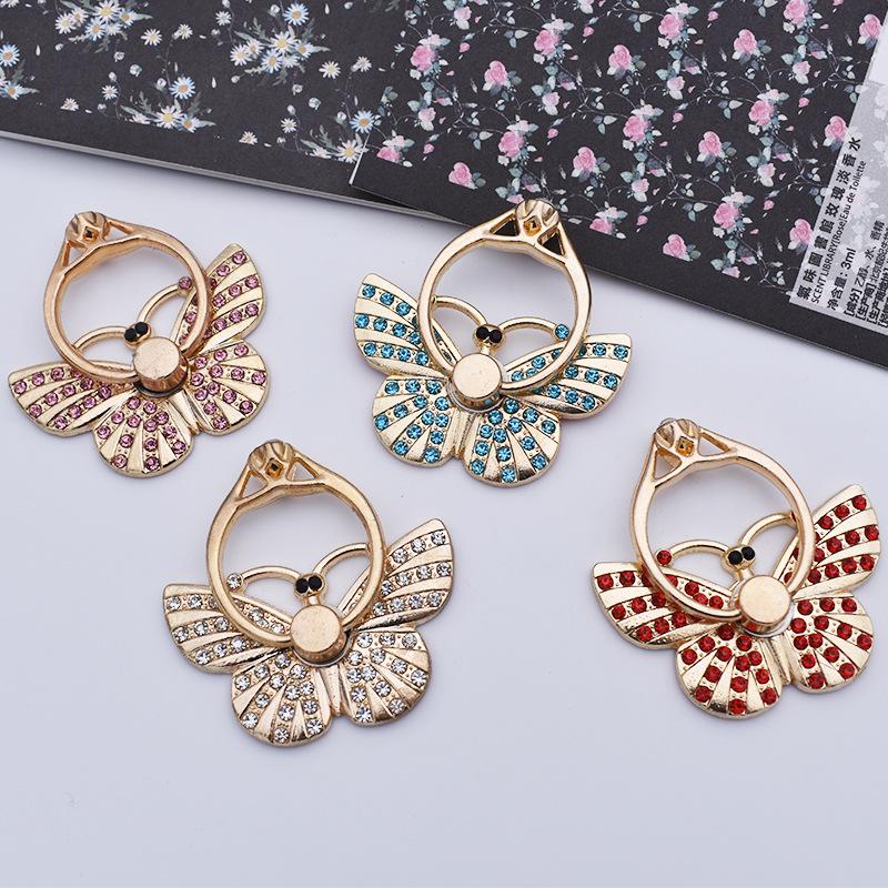 Glitter Butterfly Cell Phone Ring Holder Stands Butterfly Phone Ring Holders with Knob Loop 360° Rotation Kickstands