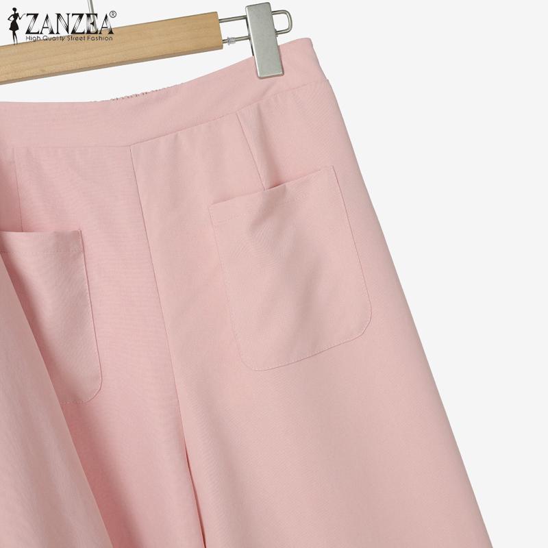 ZANZEA Seturi de costume din două piese pentru femei, bluză casual cu mâneci lungi și pantaloni