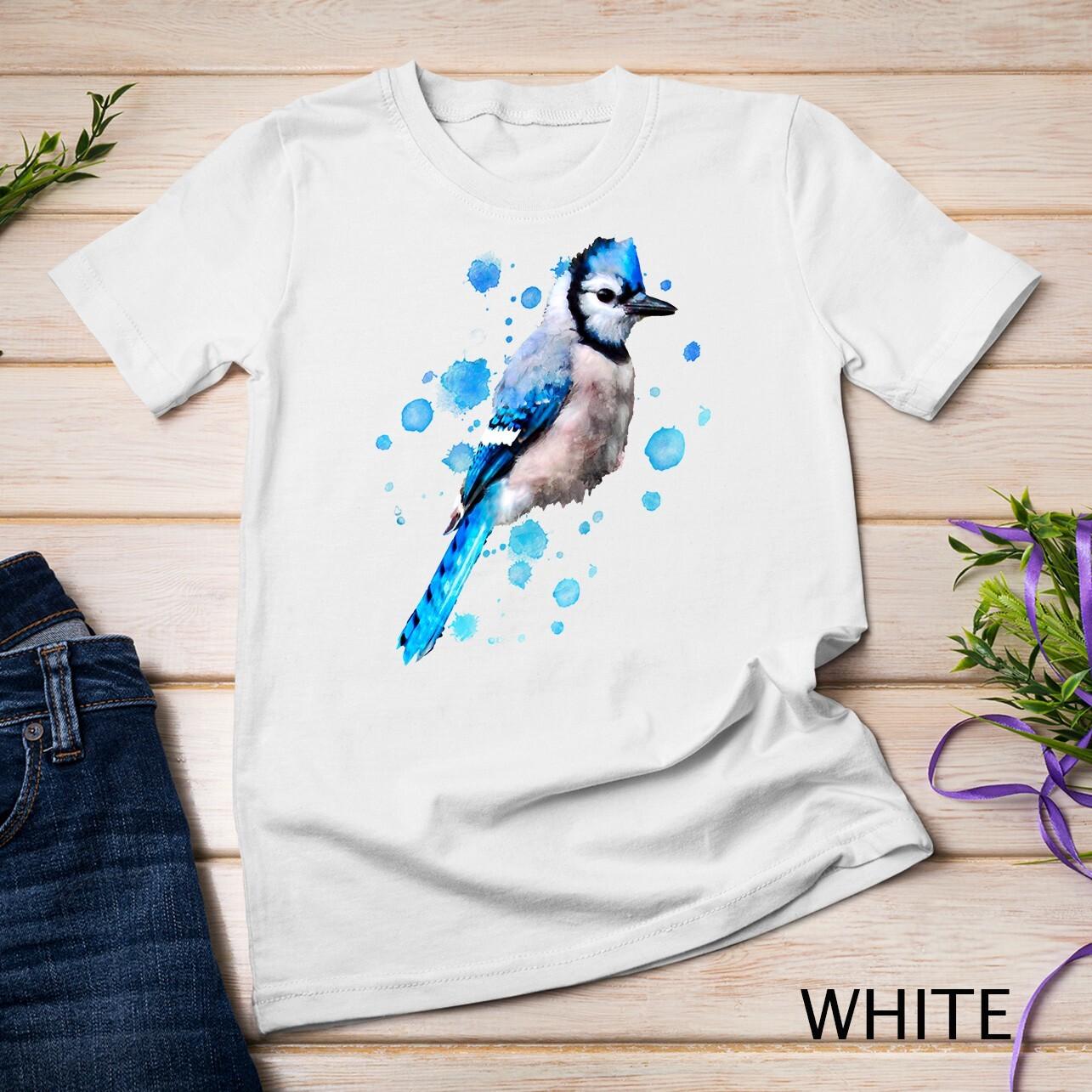 Watercolour blue jay bird artistic animal painting Unisex T-Shirt Mens Womens Tees Top 4XL