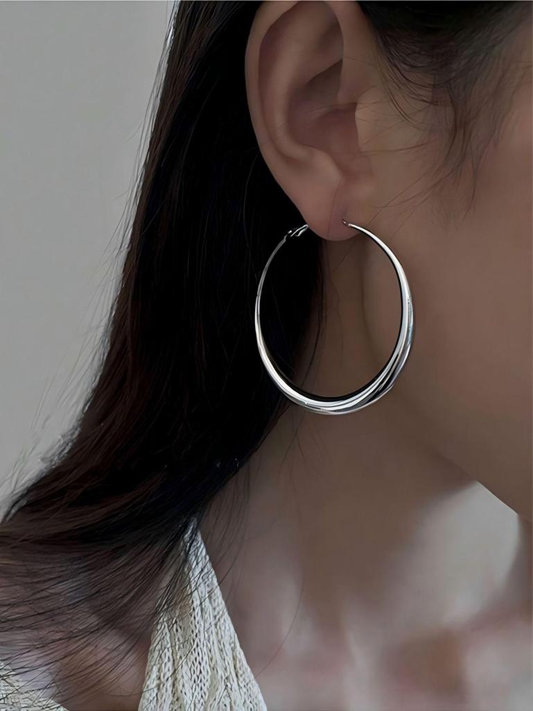 Kayi Elegante versilberte Kupfer-Creolen - Luxus-Stil für Frauen, perfekt für den täglichen Gebrauch oder Partys