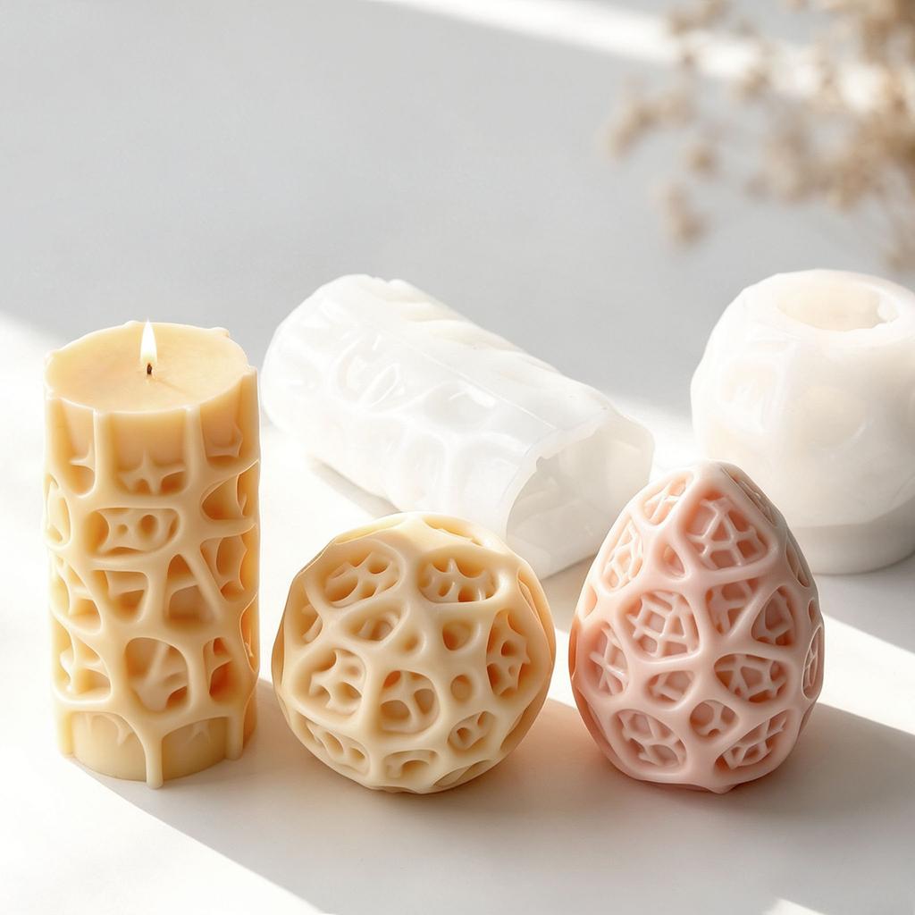 3D Geometric Hollow Egg Candle Silicone Mold DIY for Plaster Wax Gypsum Aroma Diffuser Stone Craft Home Decor Gift