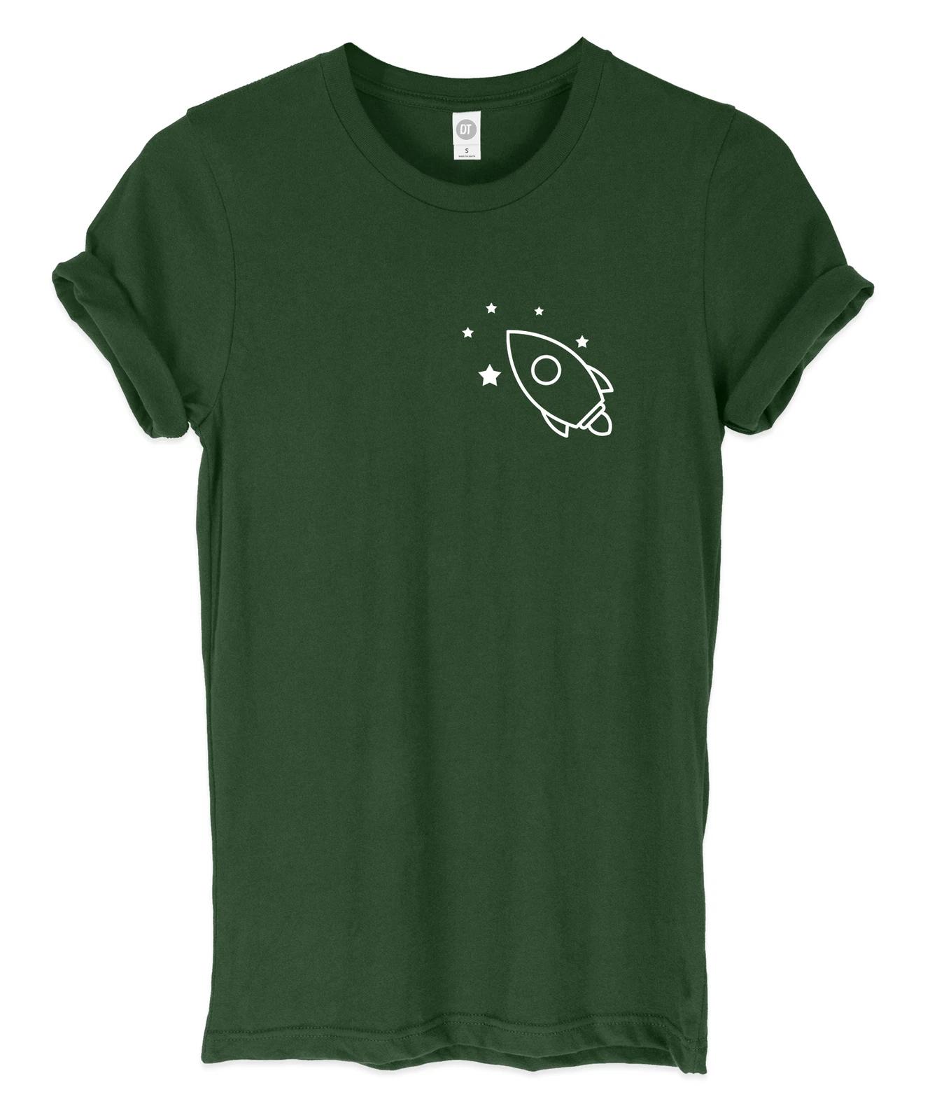 Space Rocket Breast Print Mens Womans Funny Unisex Pocket Print T-Shirt 3XL