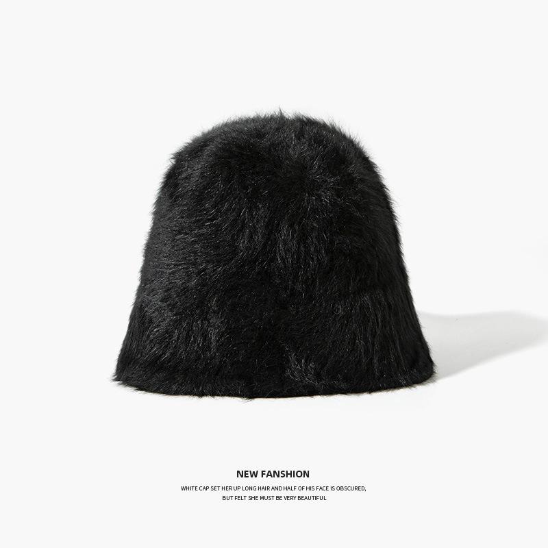 Imitation Rabbit Fur Hat Women's Autumn and Winter Versatile Fashion Bucket Hat Plush Bucket Hat Basin