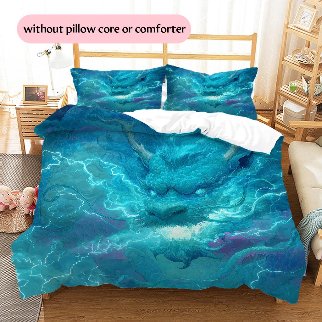 Lightning dragon  Pattern Bedding Quilt Set Quilt Cover Pillowcase Home Decoration  Gift (1 * duvet cover + 2 * pillowcase, without core)
