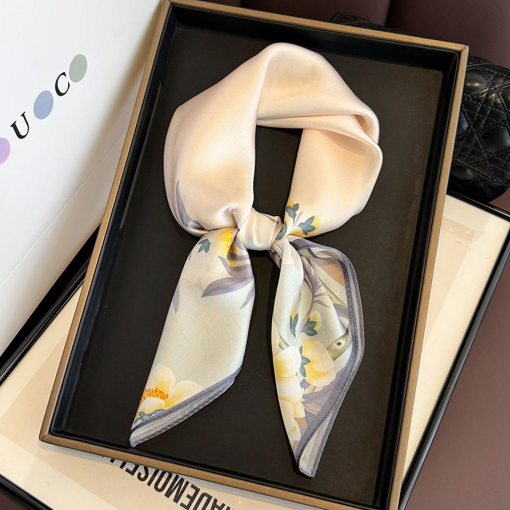 100% Pure Silk Scarf Women Headband Print Pashmina Kerchief Foulard Female Bandana Scarves Hijab Shawl Wraps Square Headkerchief