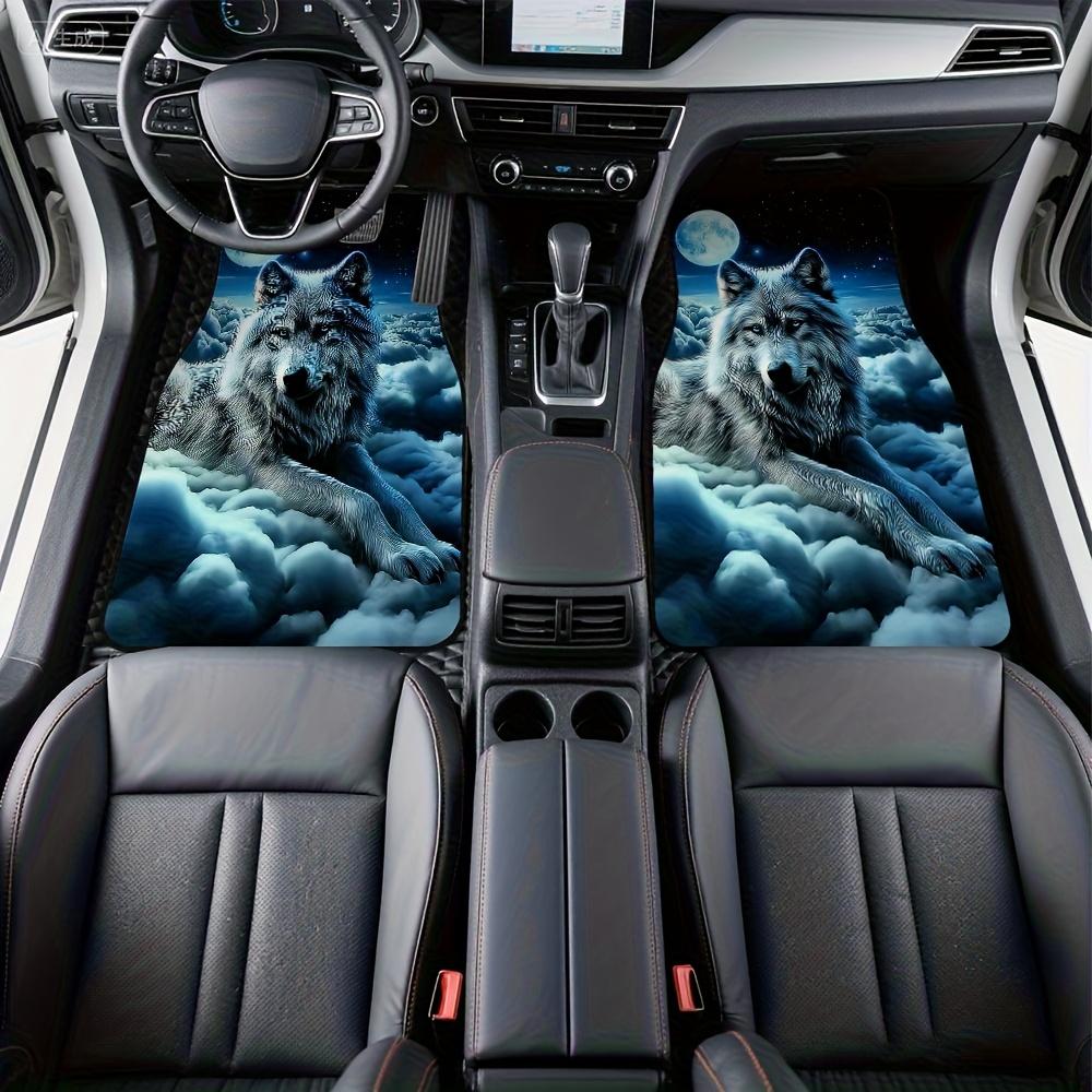 4pcs Car Floor Mats Suitable For Suvs Or Pickup Trucks, Presenting Wolf Moon Clouds Design Along With Thoughtful Present Opportunities