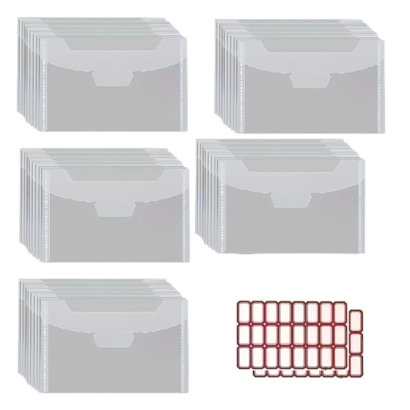 50 Pcs Die Cut Storage Bag Clear Plastic Envelopes Pockets Stamp Storage Pocket Die Cuts Pockets