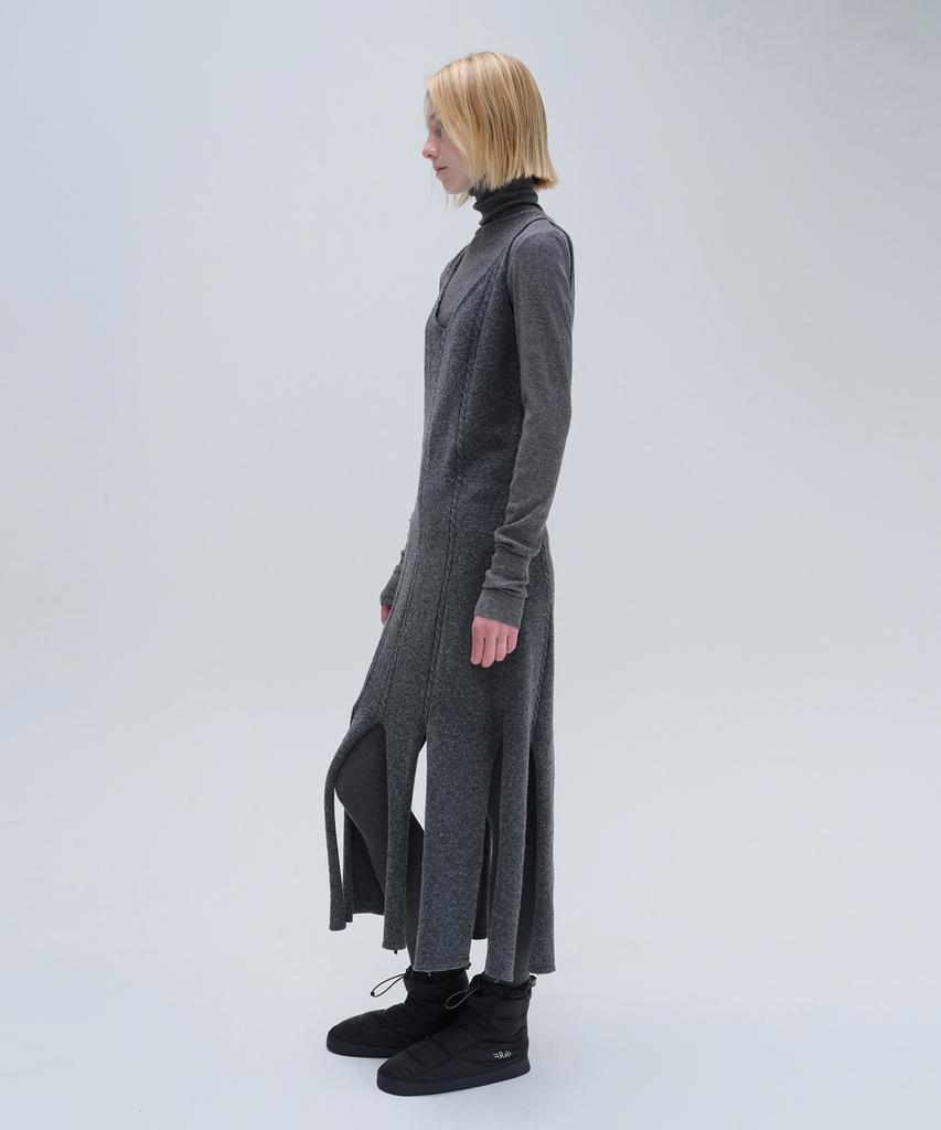 Daiaegeuneol Unbalance Slit Knit Dress (Charcoal)