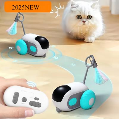 Ferngesteuertes elektrisches Katzenspielzeug Smartes interaktives Jagdauto Smart Sensing Automatisches mobiles rollendes Auto Spielzeug für Wohnungskatzen USB wiederaufladbar