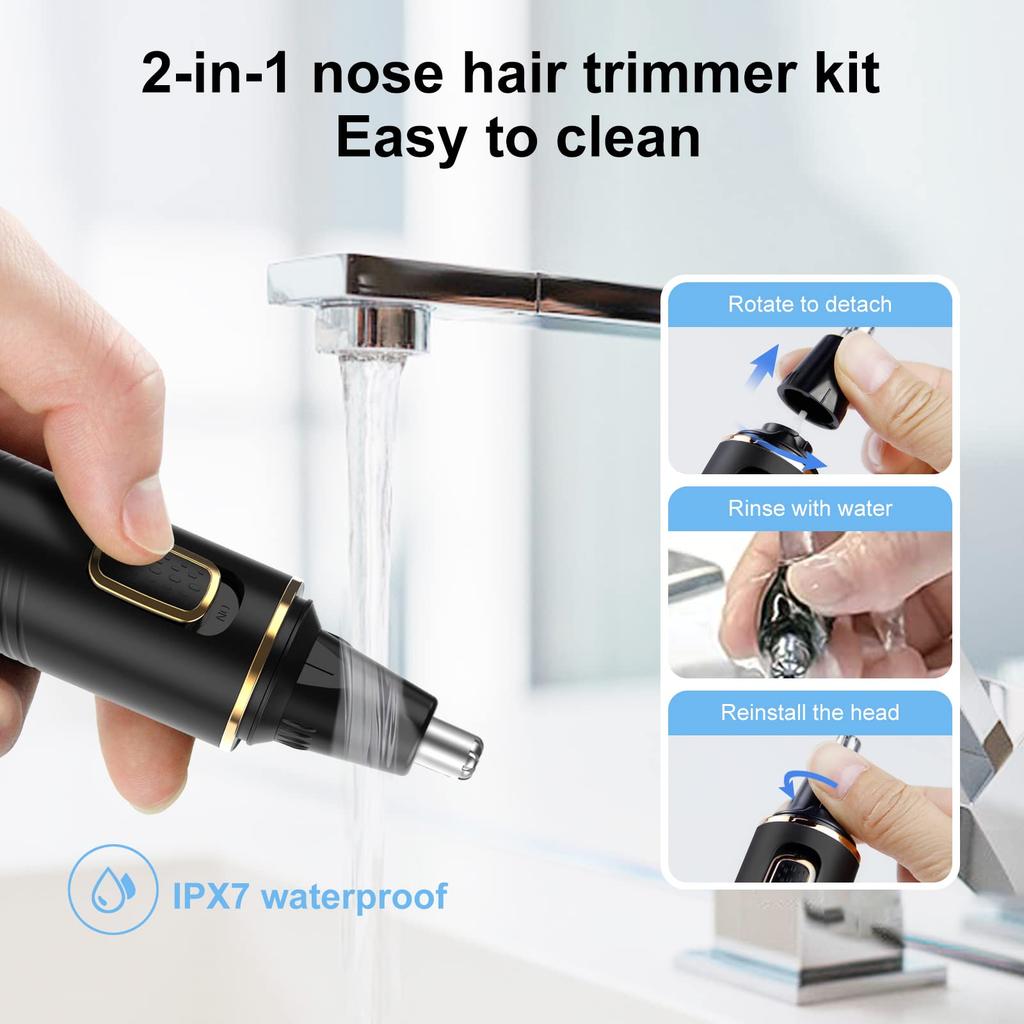 XOOMRSCP Nose Hair Trimmer for Facial Hair Trimmer with IPX7 Waterproof Dual Edge Blades Men,Professional