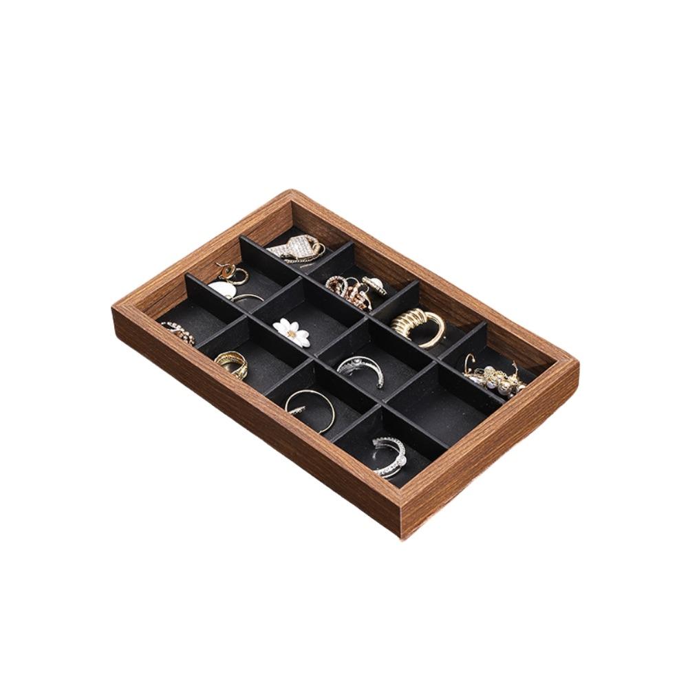 Simple Jewelry Organizer 12/24 Grids Jewelry Display Holder Wooden Jewelry Tray  Jewelry Seller