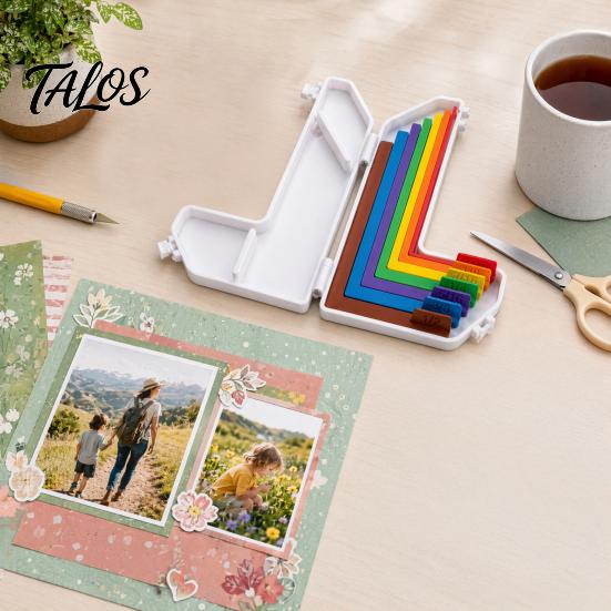 Righello per Artigianato su Carta 1 Set Strumento Guida per Allineamento, 7 Distanziatori 1/16 1/2 Pollice per Creazione di Biglietti Artigianato Preciso, Kit Fai-da-te per Scrapbooking con Custodia