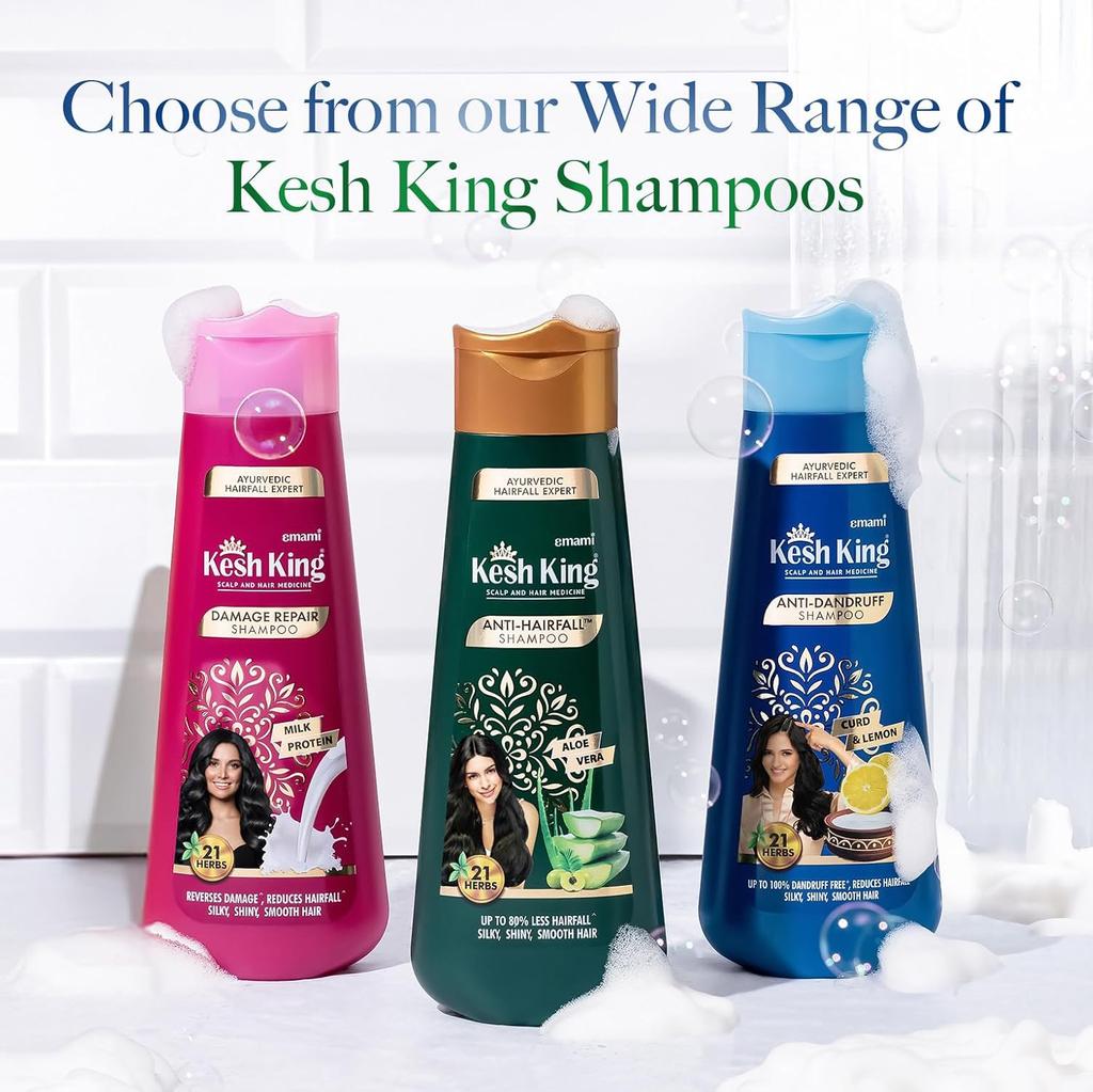 Kesh King Shampooing Ayurvédique Antipelliculaire Pour Femmes | Réduit la Chute des Cheveux | Apaise le Cuir Chevelu Qui Démange | Sans Parabènes Ni Silicones | Paquet de 340 ml