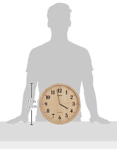 RHYTHM Radio-Controlled Analog Wall Clock with Continuous Second Hand, Brown, 32.9x4.7cm, Lively Alice Design, 8MY501SR07