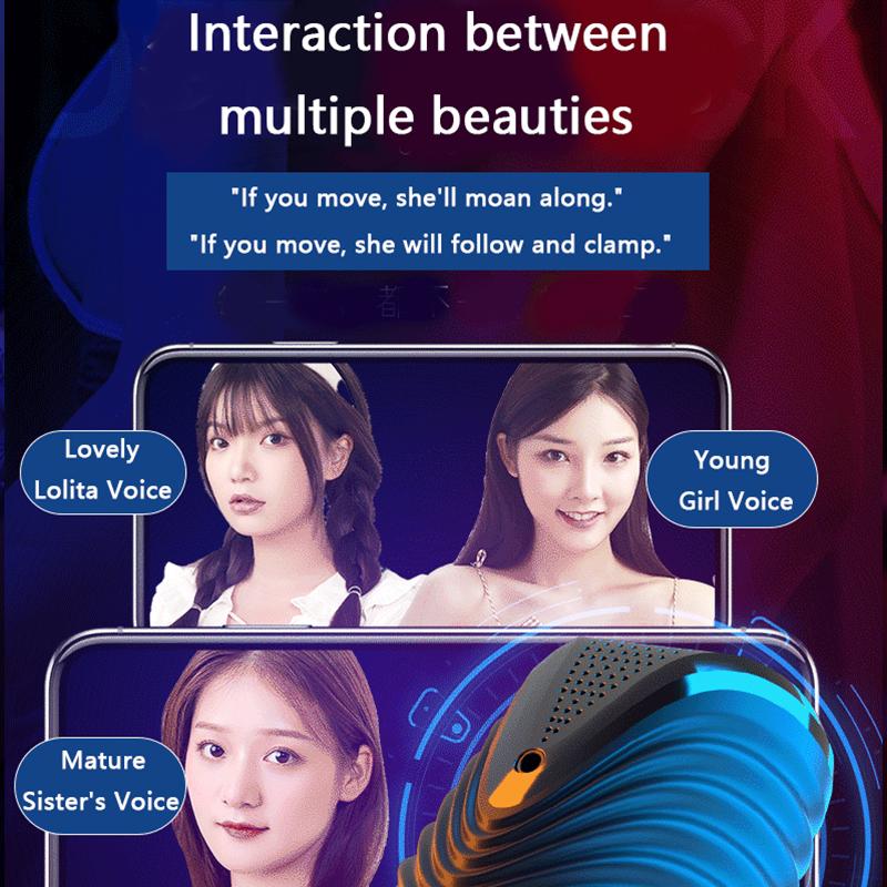 JIUAI Încălzire automată Masturbator masculin Cupă Păsărică strânsă Muie Vaginal și gura Mucegai inversat Jucărie sexuală automată de supt