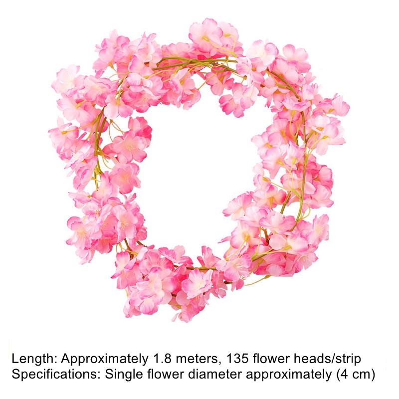 180Cm Artificial Flowers Cherry Blossom Garland Wedding Arch Garden Backdrop Home Party Decoration Silk Fake Plants Vine