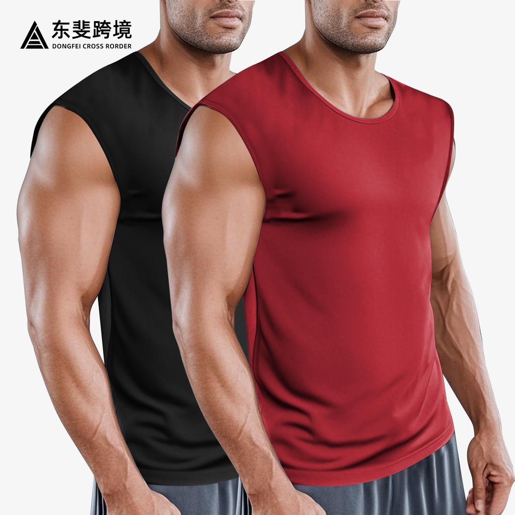 European and American men's sports fitness quick-drying vest summer vest sleeveless bottoming shirt loose type