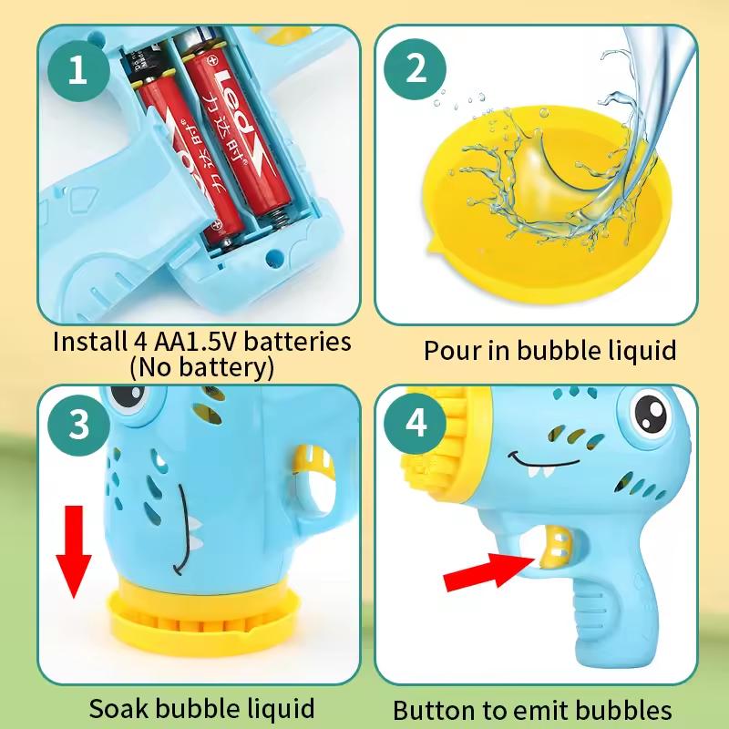36 hole Dinosaur Bubble Gunner with Multi hole Bubble Gun Outdoor Entertainment Toy [No Bubble Water]