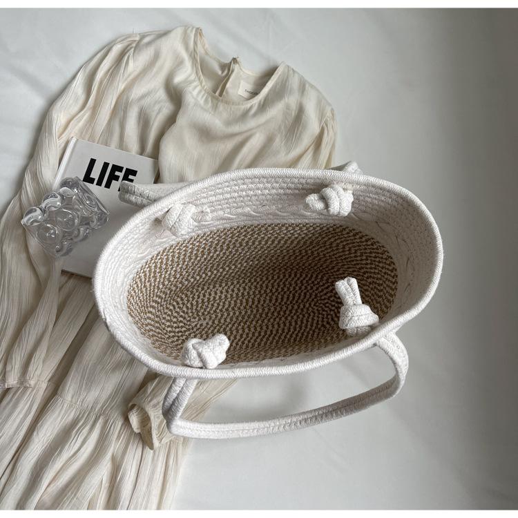 Casual shoulder large capacity bag rope striped design small fresh bag portable tote bag Han Fan fashion