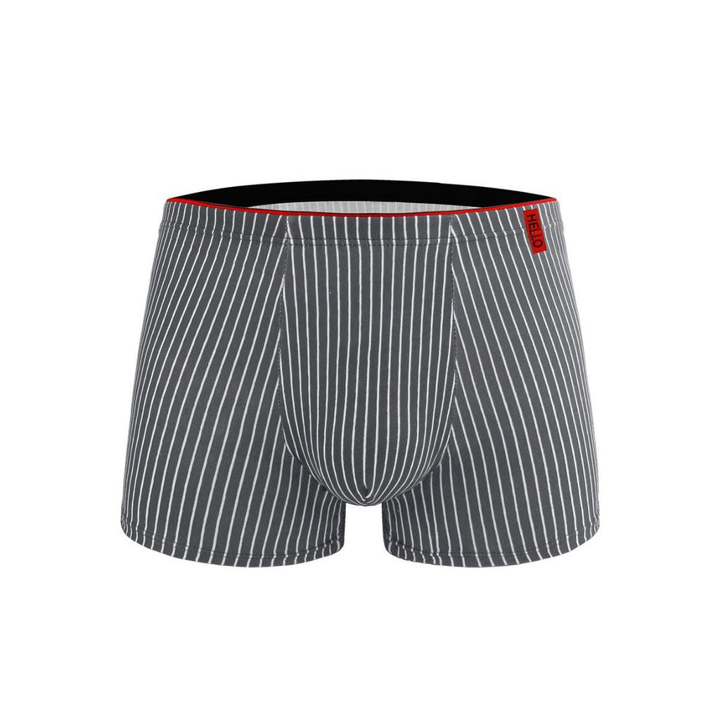 Men's Striped Seamless Breathable Mid-Waist Boxer Briefs