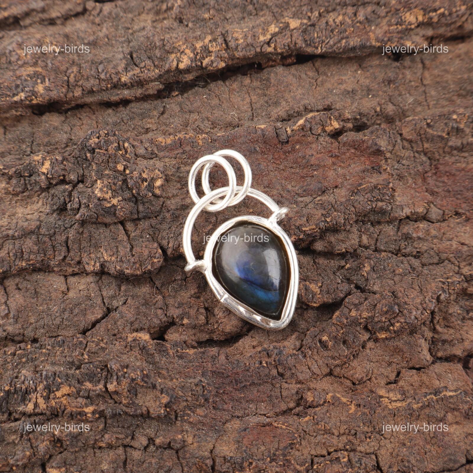 

Распродажа ко Дню матери Кулон с камнем грушевидный лабрадорит 925 серебро Ювелирное изделие к годовщине PP-56-31