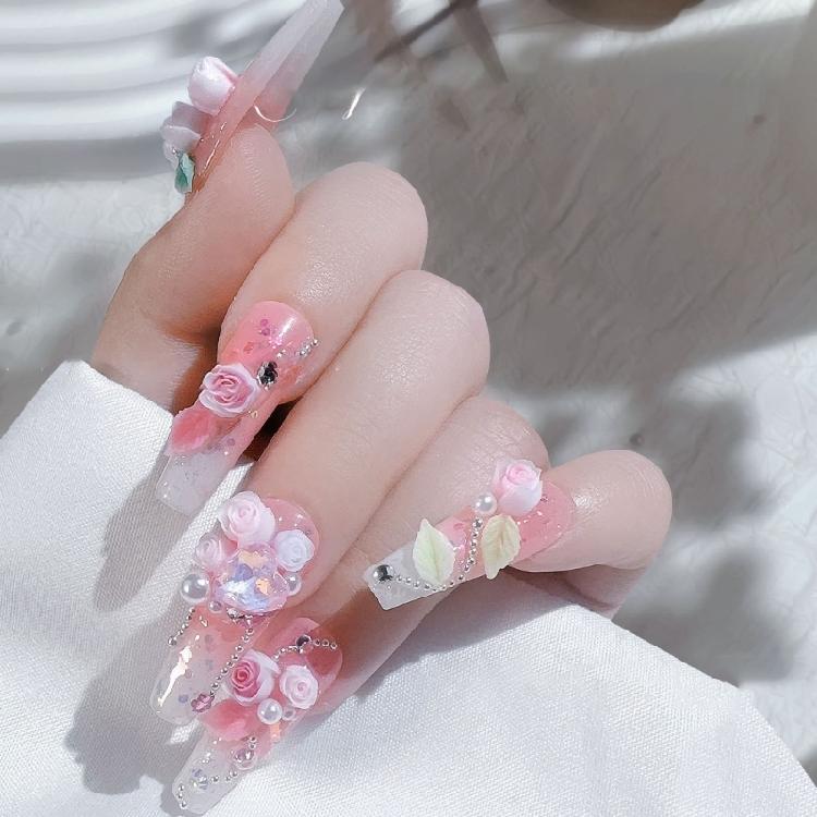 3D Flower Leaf Nails Art Charms Rose Flower Nail Charms for DIY Jewelry Making