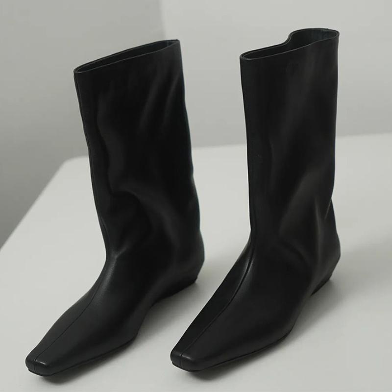 Fashion Elegant Women Ankle Boots Brand Party Fashion Boots 2025 Trend New Shoes Square Toe Flats Shoes Winter Knight's Gladiator Botas