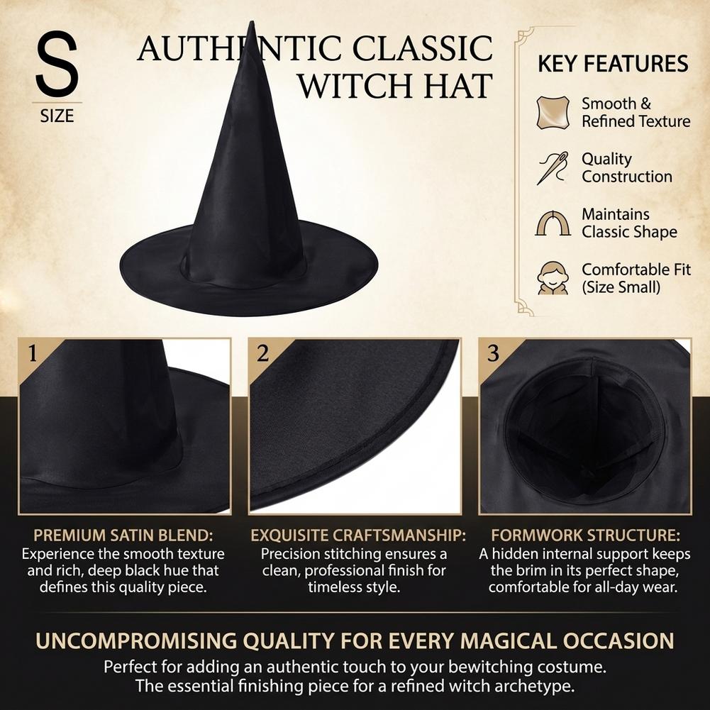 Halloween Witch Hat Cap Hanging Witch Hat Costume Accessory for Halloween Party Favor, Black