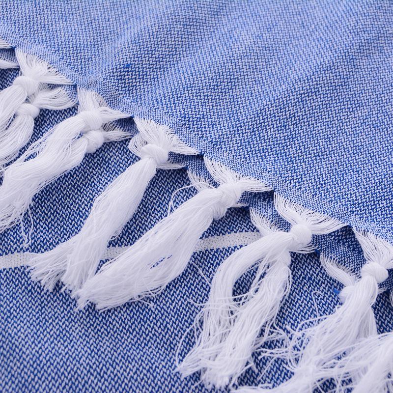 Turkish Cotton Tassel Beach Towel - Narrow Stripe, 12 Colors, 100x180 Cm
