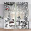 2pc,Christmas Ball Pine Leaves Curtain,With Rod Pocket Mount,Digital Printed Curtains,Polyester Material,For Living Room Bedroom