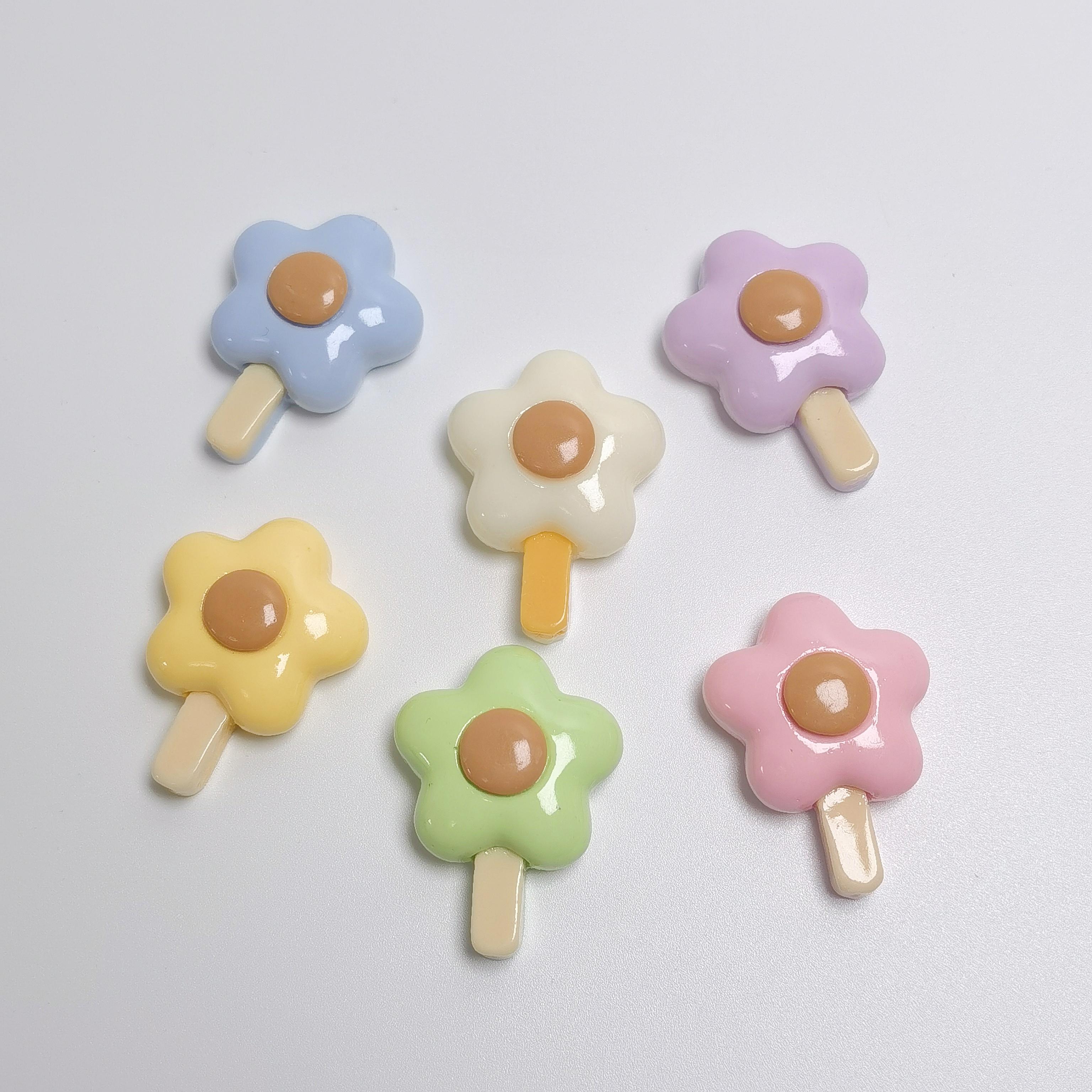 100PCS Sunflower Lollipop Resin Flatback Cabochons for Hairpin Scrapbooking DIY Jewelry Craft Decoration Accessories 23*30mm-100pcs/bag