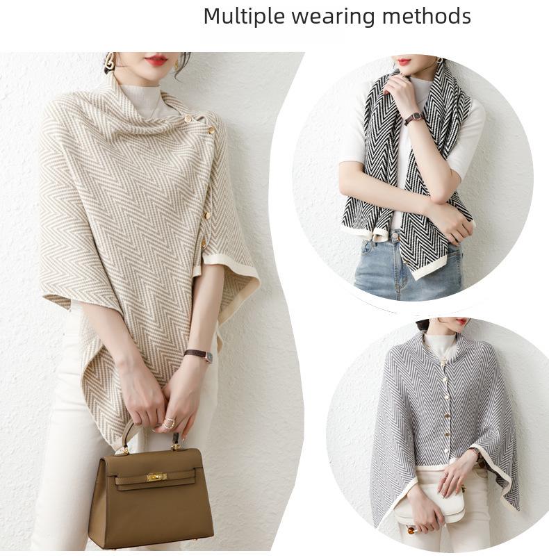 Elegancki dziergany szal peleryna: Modny jesienny kardigan i kamizelka dla kobiet