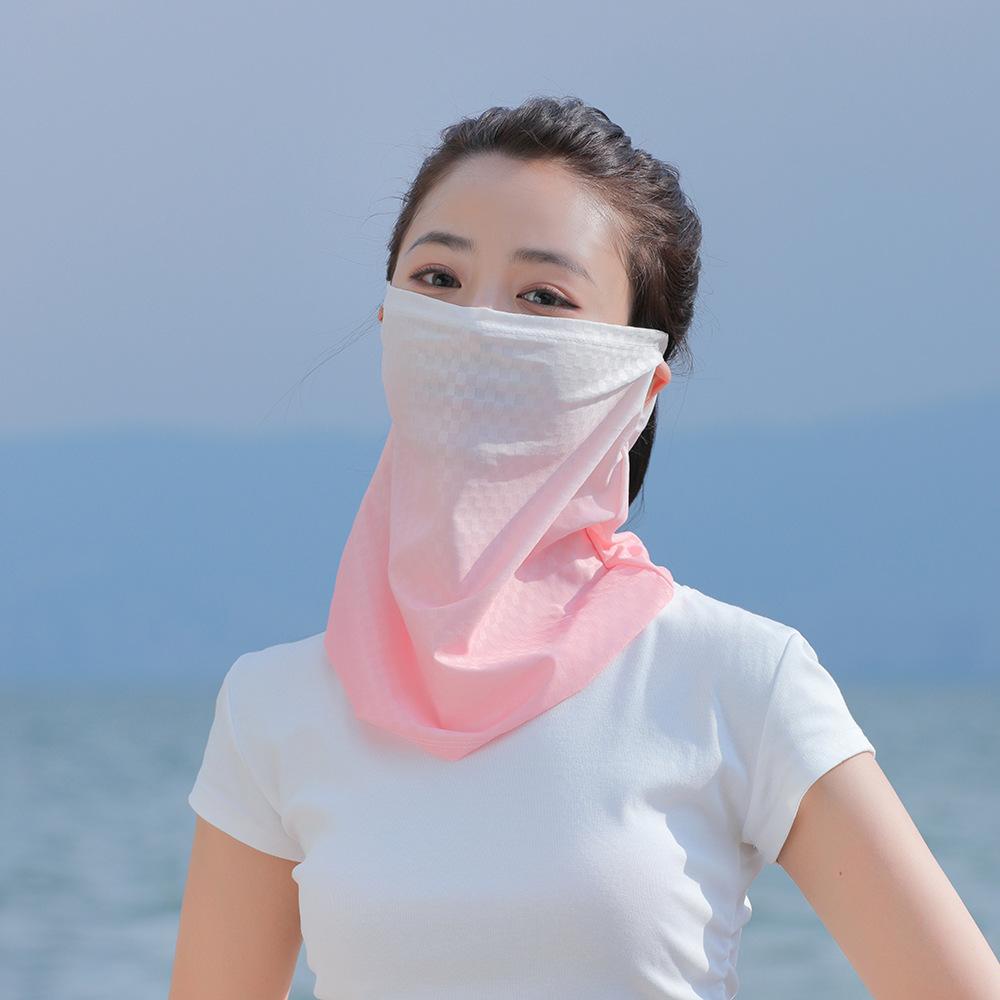 Summer Ice Silk Mask UV Protection Sunscreen Elastic Cycling Face Scarf Cooling Breathable Outdoor Sport Hiking Neck Wrap Cover