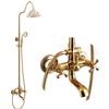 French Retro Full Copper Gold Shower Head Set with Hot and Cold Faucet