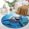 "Playful Dolphin Underwater Scene" Print Round Rug, Living Room, Bedroom, Playroom Carpet, Non Slip Floor Mat, Gift