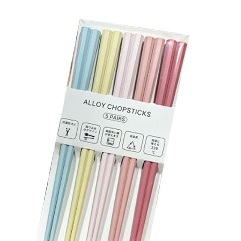 5 пар восьмиугольных палочек для суши в японском стиле, набор заостренных палочек из ПЭТ-пластика, модные цвета. H