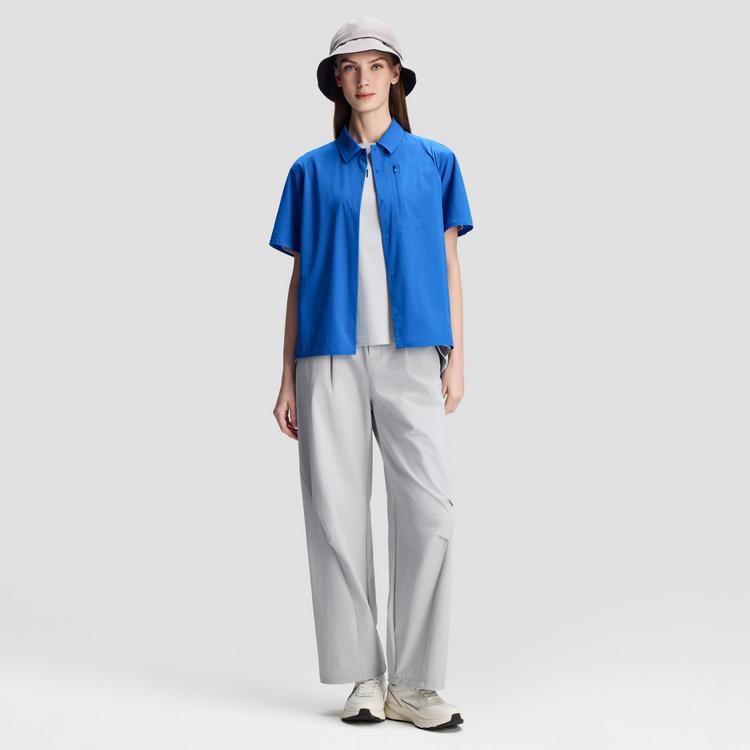 DESCENTE Bleu Series Woven Polo Shirt Women Shirts D6232BWS60