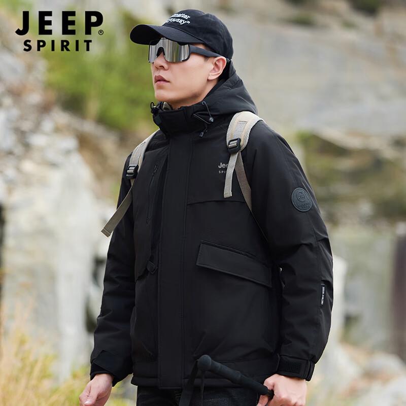 JEEP SPIRIT Herren Kapuzen Winddicht Gepolsterte Winterjacke