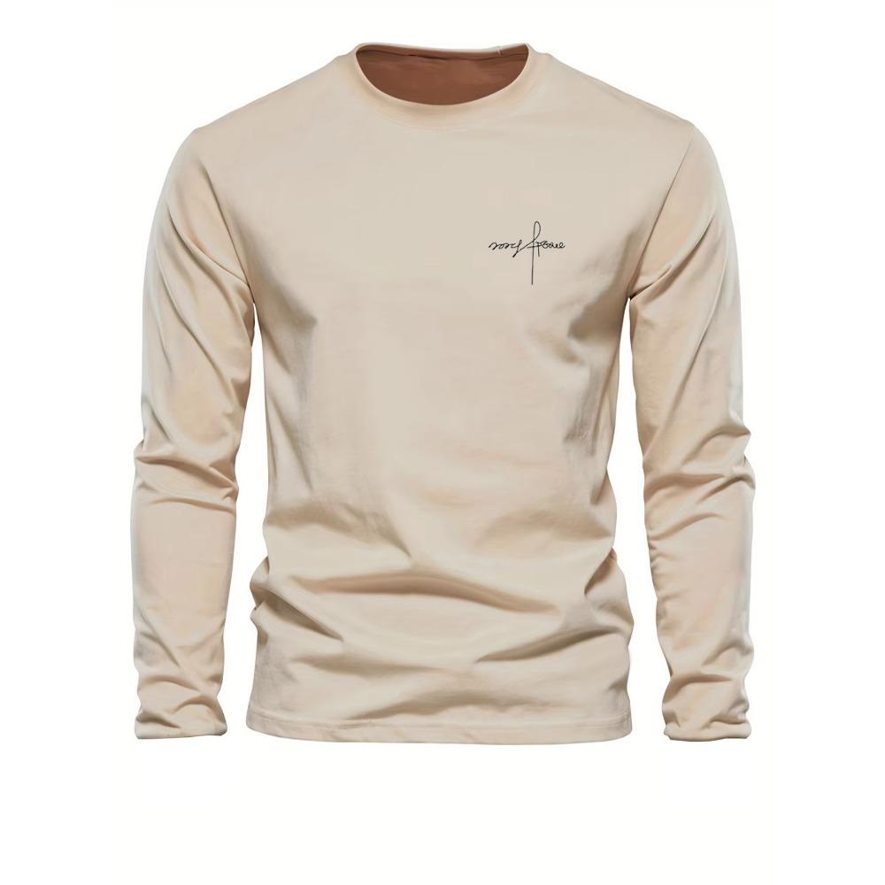 

Men s loose and comfortable sports and leisure letter printed round neck long sleeved T-shirt top XS